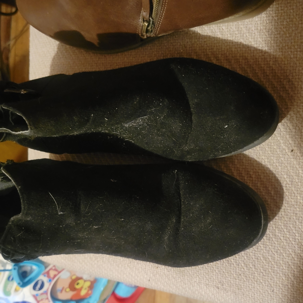 Womans Black Suede Ankle Boots